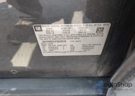 2015 Cadillac Srx Luxury Collection из США, поврежденный, VIN 3GYFNEE31FS632576